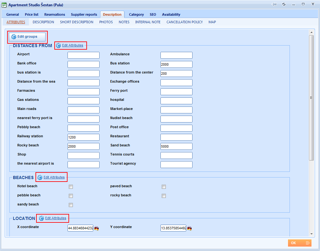 Lemax Software - attributes on accommodation