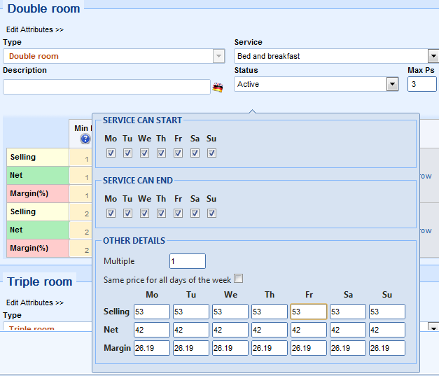 Lemax Software - new control for defining prices per day