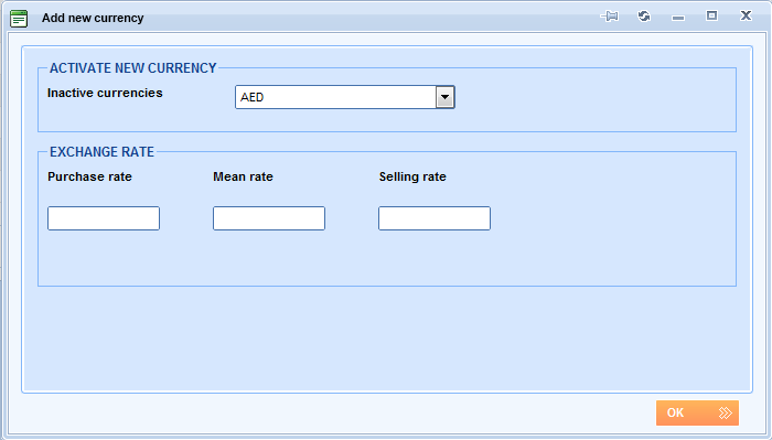 Lemax Software - Add new currency window