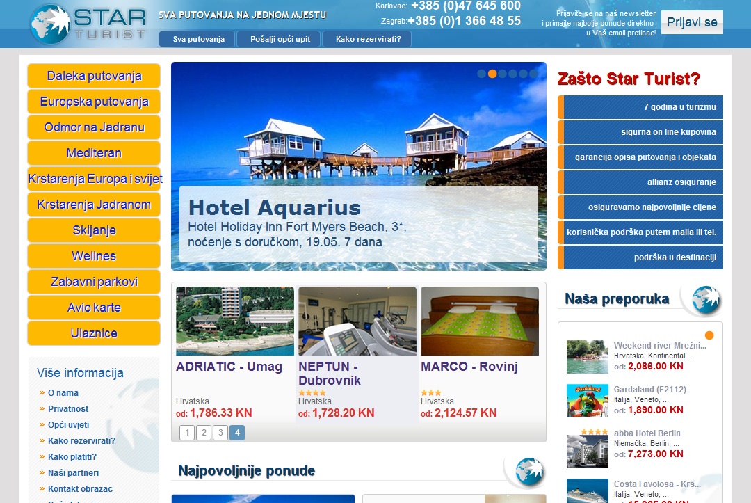 Star Turist travel agency - new web design