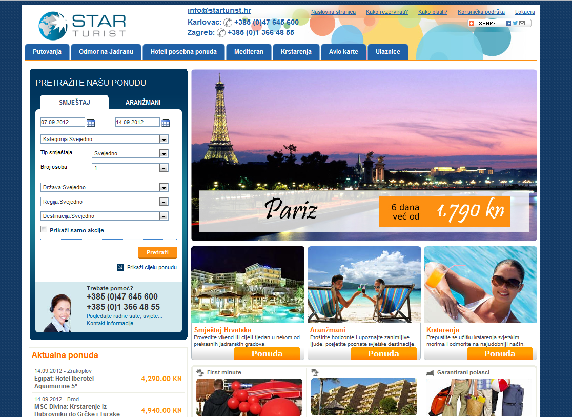 Star Turist travel agency - old web design