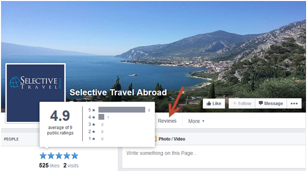 Facebook travel website ratings