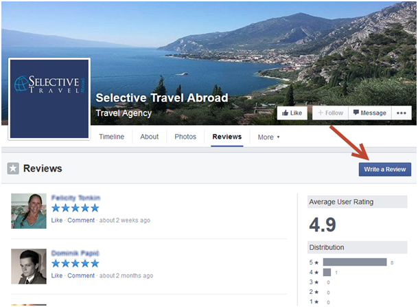 Facebook travel website reviews