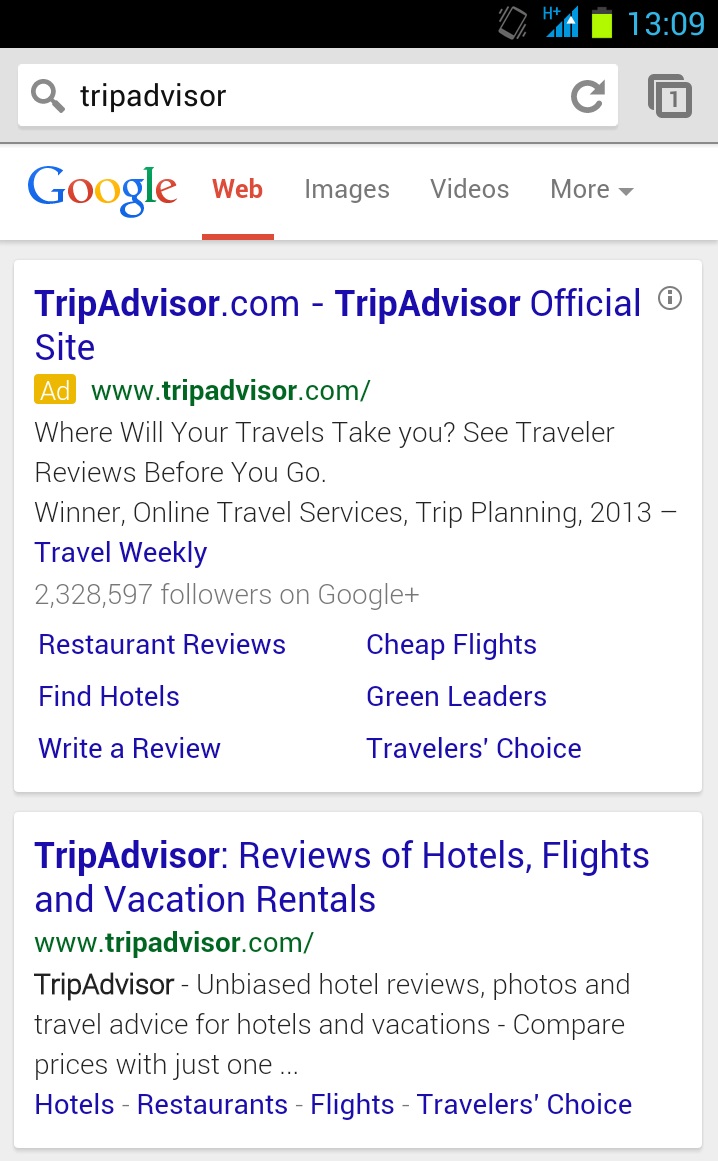 Tripadvisor on mobile. Not much in the way of choices